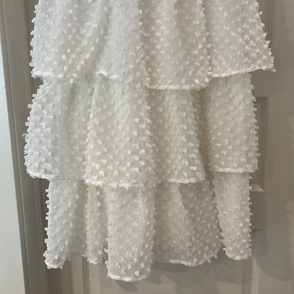 Lulus tiered pom pom midi dress, White, Size S - Picture 8 of 8